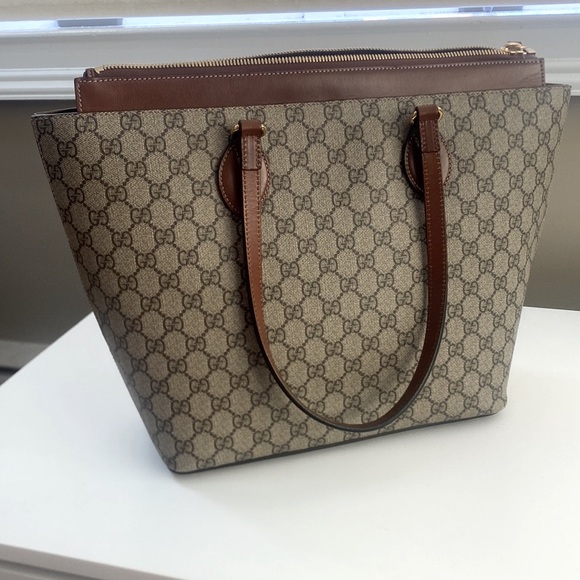 Gucci Brown Monogram Tote Bag - Picture 1 of 14